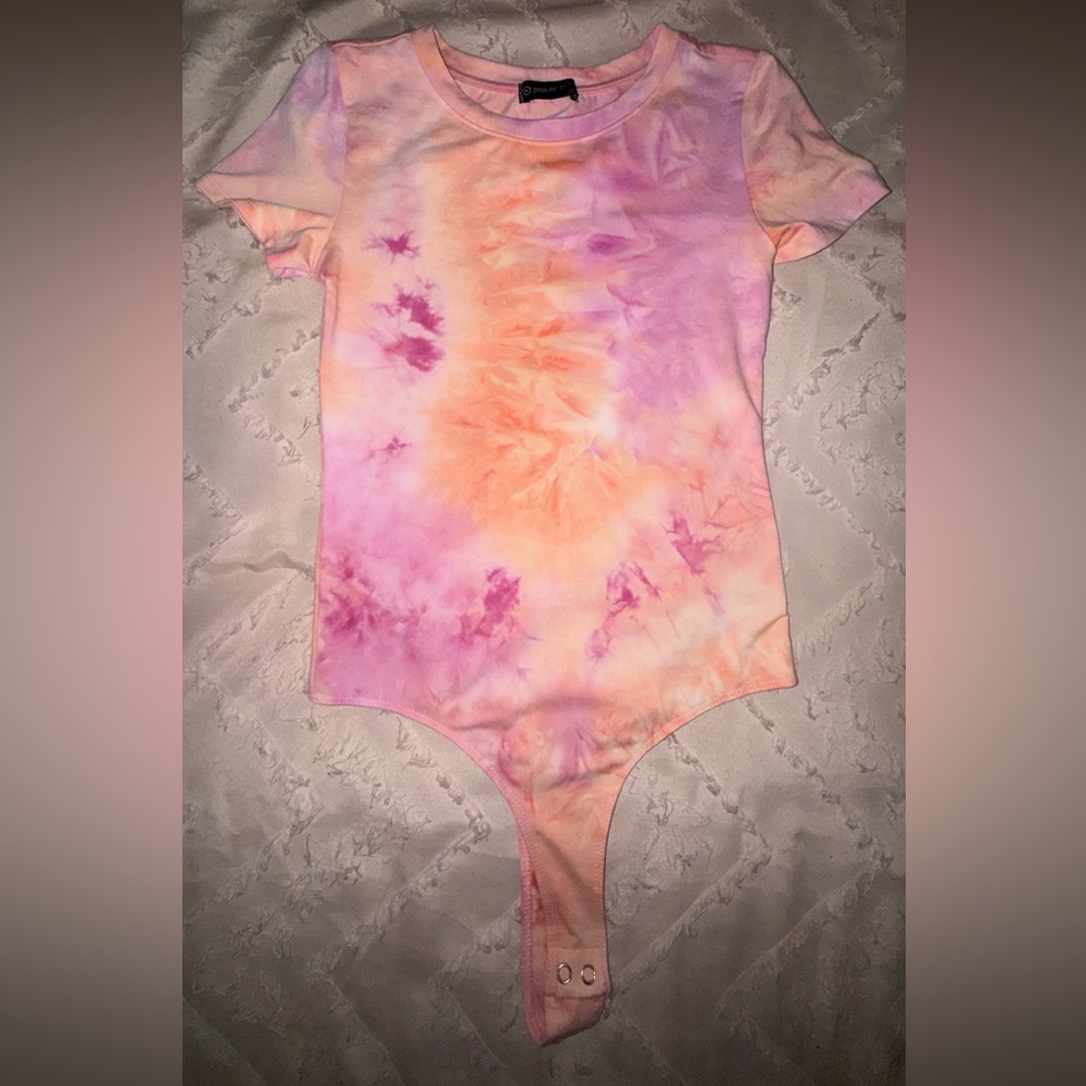 Popular 21 Pink and Orange Tye Dye Bodysuit, Size Small